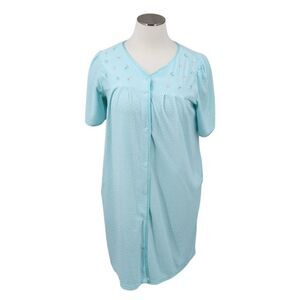 Fundamentals Chenille Light Blue Snap Closure Robe or House Dress